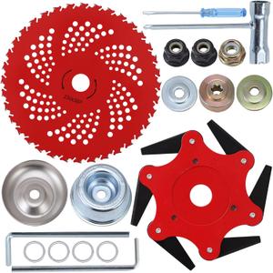 Steel Trimmer Head &9" x 36 Teeth Carbide Tipped Blades,Universal Weed Eater Blades Metal with Universal Adapter Kit, for Brush Cutter, Trimmer, Weed Eater.