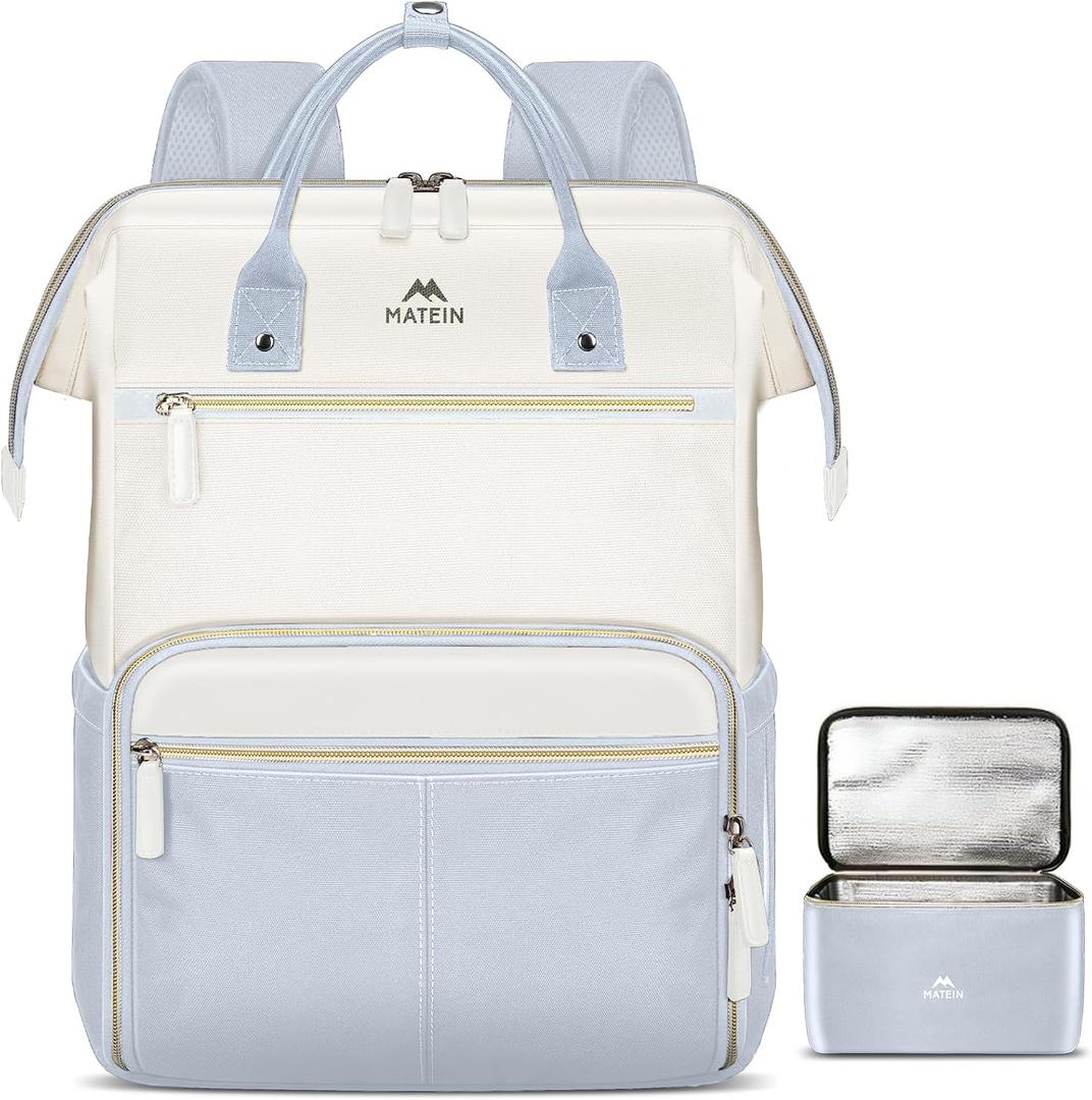 MATEIN Insulated Lunch Backpack, 17.3 Inch Laptop Office Bag with Lunchbox
Adjustable Meal Prep Lunch Box Compartment, Teacher Nurse Work Bag, College Commute, Gifts for Women Men, 2pcs Set, Gray