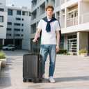 KYME 24-Inch Medium Luggage with Dual 360 Spinner Wheels Hardshell Checked TSA Approved Suitcase for Lightweight Travel (Black, 24" Checked)