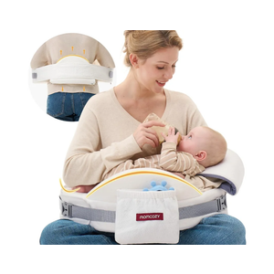 Momcozy CozyPro Nursing Pillow - All Around Lumbar & Arm Support - Safety Guard, Firm & Springy Memory Foam-Stable, Ergonomic Support, Easier Breastfeeding, Wider Cushion, Adjustable, Removable Cover
