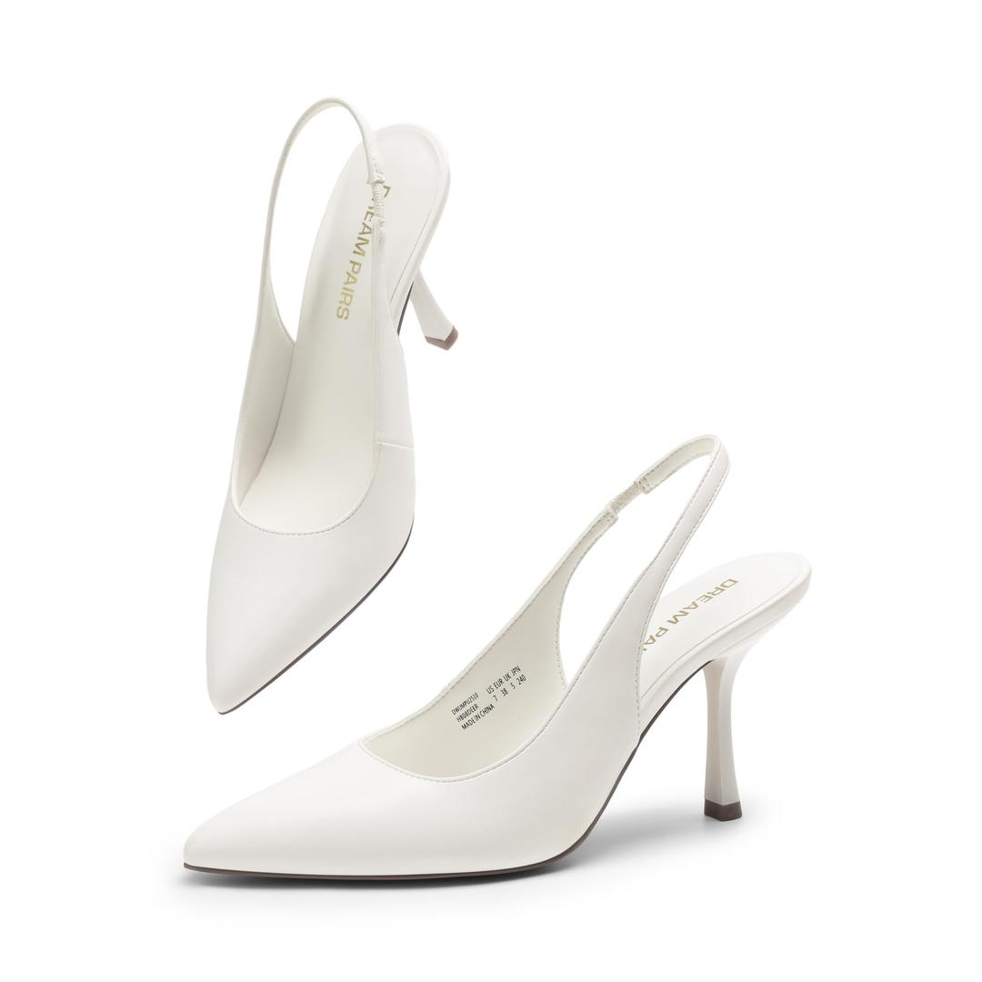 DREAM PAIRS Women's Heels Slingback Stiletto Pumps Shoes Pointed Closed Toe Kitten Heels Dress Bridal Elegant Wedding Sexy Party Size 11