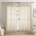 Dreaming Casa Taupe Sheer Curtains 102 Inches Long, Rod Pocket & Back Tab Light Filtering Textured Sheers for Living Room Bedroom, 2 Panels, Each 100" W x 102" L