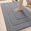 DEXI Bathroom Rug 43x24, Non Slip Washable Bath Mat for Shower Floor, Extra Large Absorbent Soft Bathmat with Rubber Backing, Quick Dry Microfiber Carpet, Grey