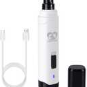 Casfuy Dog Nail Grinder Upgraded - Professional 2-Speed Electric Rechargeable Pet Nail Trimmer Painless Paws Grooming & Smoothing for Small Medium Large Dogs & Cats (White)