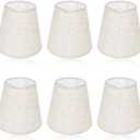 Chandelier Lamp Shades Set of 6, 5 Inch Mini Barrel Lampshades Replacement Small Clip on Linen Lampshade for Table Lamp Wall Sconce Ceiling Light Candelabra Light Bulbs Bottom 5.5''x 3.5''x 5.1''