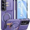 JAME for Samsung Galaxy S26 Case, Ring Holder Stand Kickstand, Slide Camera Cover with Screen Protector, Dual-Layer Shockproof Protective, Magnetic Accessory Friendly Galaxy S26 Phone Case, Purple