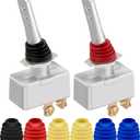 DaierTek 12 Volt 50 Amp Heavy Duty Toggle Switch 12V ON Off IP65 Waterproof Switch 2 Pin with Rubber Boot Cover (Black Amber Red Blue) -2pcs