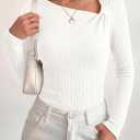 PRETTYGARDEN Womens Fall Long Sleeve Shirts Asymmetrical Tops (White, M)