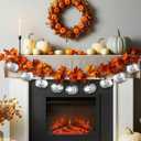 Breling Disco Pumpkins Garland for Mantle 8.2ft Glitter Pumpkins Garland for Thanksgiving, Silver Disco Table Decor Retro 70s 80s Theme Decor Mini Artificial Craft for Autumn Indoor Outdoor Decoration