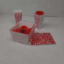 15 Pcs Movie Night Popcorn Organizer Set Family Red & White Striped Plastic Popcorn Container Reusable Drinking Cup DIY Movie Night Supplies for Family Home Theater Room Party