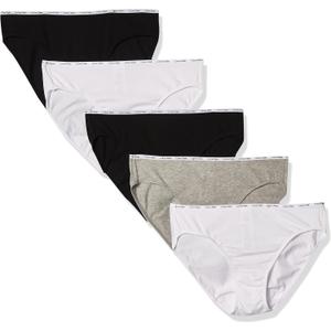 Calvin Klein Womens Cotton Stretch Logo Bikini Panties, Multipack (Medium, Black/White/Grey Heather)