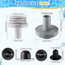 Pushglossy 1 Set Swimming Pool Water Jet Connectors Replacement Parts Kit Small Strainers with Pool Outlet Strainers, Inlet Nozzles and Hole Plugs with 1.25 Inch Fittings (Black,Grey)