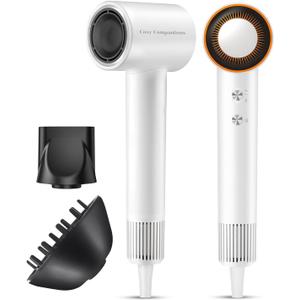 Hair Dryer, 150000 RPM High-Speed Blow Dryer with 500Million Negative Ions for Fast Drying, Lightweight & Thermo-Control, Hair Dryer with Diffuser and Nozzle, Ideal for Salon & Travel, White