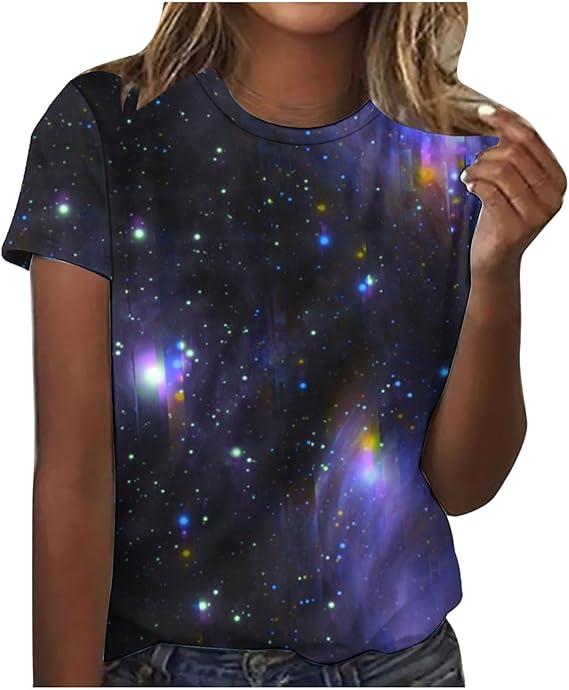 Women's Casual Loose Fit Pocket Shirts Printed Tops M