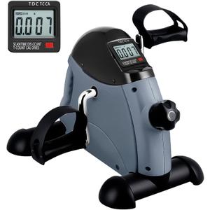 Mini Exercise Bike, AGM Under Desk Bike Pedal Exerciser Foot Cycle Arm & Leg Pedal Exerciser with LCD Screen Displays (Gray)