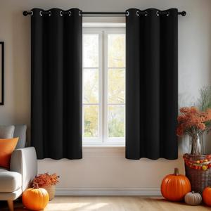 Deconovo Grommet Top Thermal Insulated Room Darkening Window Curtain Panels for Small Window, (34x45 Inch, Black, 2 Panels)