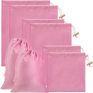 Toy Storage Bags, 6 Pcs Quality Liss Velvet Drawstring Pouch Adjustable Microfiber Toy Organizer Bags Gift Bag Foldable Ditty Bag for Women Men Toys Underwear Sunglasses Cosmetic (Pink 3 Sizes)