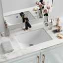 Undermount Bathroom Sink Rectangle, Hugsleek Interior Bowl Size 18 x 11 inch White Porcelain Ceramic Vessel Sink Under Counter Exterior Size 20x14in Rectangular Bath Sink Basin Lavatory Fireclay