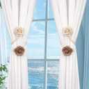 SUQ I OME Curtain Ropes Tiebacks, 2 Pack Boho Farmhouse Curtain Holdbacks for Thin Window Draperies (Large)