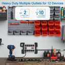 CCCEI Heavy Duty Power Strip with USB Ports, Garage 10 Outlets Surge Protector 2700 Joules, Industrial Workshop Metal 15Amp Multiple Outlets, 15 FT Extension Cord and Wide Spaced Grey.