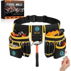 Magnetic Tool Belt for Men, 26 Pockets Heavy Duty Tool Pouch, Magnet Holster Nail Utility Toolbelt Detachable Adjustable Waist Holder for Handyman Contractor Mechanic Plumber Roofer Carpentry Dad Gift (Yellow)