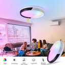 15Inch 38W Dimmable Music Light, LED Ceiling Light Fixture with Bluetooth Speaker, RGB Color Changing Led Light Flush Mount with App and Remote Control for Bedroom, Living Room, Bathroom, Kitchen