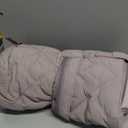 Prite Quilted Tote Bag for Women, Lightweight Puffer Tote with Zipper, Travel Work Nurse Gym Bag(Purple)