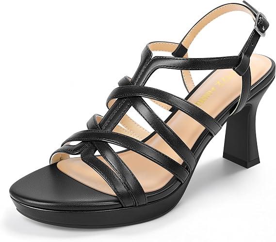 PIZZ ANNU Women's Luniva Platform Heels Block Chunky Open Toe Ankle Strap High Heeled Sandals Fashion Strappy Dress Pump Shoes for Daily Wedding Party,6.5