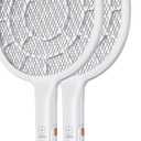 Electric Fly Swatter, Bug Zapper, Mosquito Zapper Racket | Gold Zone Voltage, Densest 3 mm Mesh, Apple-Like Weight - AA Battery Powered (not incl.) - Indoor & Outdoor, Pro Swat Tips, 2 Packs