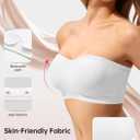 OEAK Strapless Bras for Women Wireless Bandeau Bra Non Slip Push Up Tube Top Seamless Bras Comfortable Padded Bralette (White, XXL)