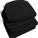 Basic Beyond Outdoor Chair Cushions Set of 4, Outdoor Cushions for Patio Furniture, Water Resistant Patio Chair Cushions with 2 Ties, 17x16x2, Black