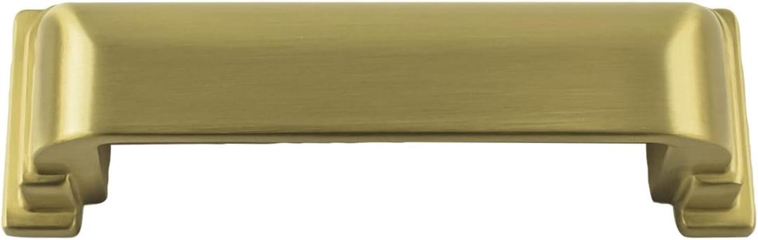 Belwith-Keeler Brighton Collection Cup Pull 3-3/4 Inch (96mm) Center to Center Brushed Golden Brass Finish