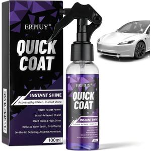 Quick Coat Spray Water-Activated Quick Detailer & Water Spot Remover for Cars, Glass, Paint & Shower Doors. Instant Shine, Deep Gloss, Easy Drying Safe on Ceramic Coated Vehicles (EXP 11/28/29)