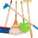 Kids Garden Tools, Outdoor Toys, Shovel for Digging Sand, Kid-Sized Rake, 5PCS 27.6 Inch Long Gardening Tools for Boys Girls Age 3 and up Gifts (Colorful)