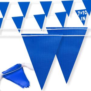105ft Pennant Banner Flag, 7"x10" Fluorescent Blue Safety Flagging Banner Warning Flag for Construction Site/Traffic Control/Boundary Barrier Signs, Perimeter Marking Flags on String, 45 Flags