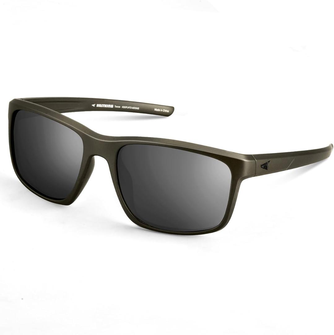 KastKing Toccoa Polarized Sport Sunglasses for Men and Women,Ideal for Driving Fishing Cycling and Running,UV Protection (Frame:matte Dark Gray Metalic Frame / Lens: Smoke Mirror)