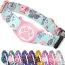 Airtag Dog Collar,with Waterproof airtag HolderOriginal Stylish Cute Pattern Design.QR Code ID BuckleComfortable Soft Cotton for Dogs, Size: S（10“~16”)