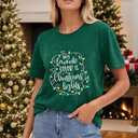 Christmas Shirts for Women 2025 Christmas Crew Shirt Xmas Lights Graphic Tshirt Holidays Short Sleeve Tops (Green)