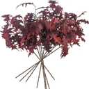 MISSPIN Artificial Fall Coral Leaves Stems 8 PCS, Fall Decorations for Indoor Outdoor Halloween Thanksgiving Farmhouse Arrangement Decorations for Front Door Wedding Centerpieces in Autumn