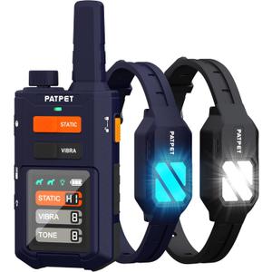 PATPET Dog Training Collar with Remote, 4200Ft E-Collar with LED Light, 3 Training Modes Beep, Vibration, Static, Rechargeable Electric Collar for Medium Large Dogs