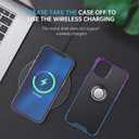 Ring Holder Series Case Designed for iPhone 13 6.1 Inch, Clear Cute Slim Colorful Bumper Protector Phone Stand Cover Support Magnetic Car Phone Mount (Purple Blue)