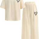 SOLY HUX Girl's Sweatsuit Short Sleeve T Shirts and Sweatpants Streetwear Summer Clothes 2 Piece