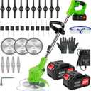 Weed Wacker Cordless,24v Electric Weed Eater Battery Powered,3 in 1 Lightweight Grass Trimmer with 2 4.0 Ah Batteries & Charger, Height Adjustable Brush Cutter for Women,Lawn Care,Garden,Yard (Green)