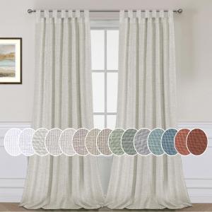H.VERSAILTEX Natural Linen Curtains Linen Textured Semi Sheer Curtain Light Filtering Tab Top Window Treatments Panels Highly Durable Curtain Panels for Bedroom (2 Panels, 52" x 84", Pale Oak)