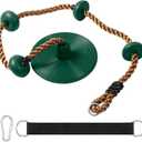 Disc Swing for Kids Outdoor  Heavy Duty Tree Swings with Non-Slip Platform & Adjustable Rope, Swing Seat for Backyard and Outdoor Fun (Includes Carabiner & Strap) (Green)