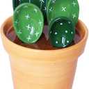 GICEY Cactus Measuring Spoons Set in Pot Ceramic Cute Small Cacti Measuring Spoons and Cups Green for Baking, Salt, Sugar Housewarming Gifts (Green）