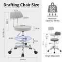 FIRAVOE Drafting Stool (Height Adjustable Office Chair with Footrest 19.5"-26.6")(Drum Stool with Back) Space Saving Tattoo Chair (Gray)