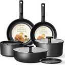 CAROTE Pots and Pans Set Non Stick, Cookware Set Detachable Handle, Nonstick Induction Kitchen Sets Non Stick with Removable Handle, RV Cook Ware, Oven Safe, Black (11 pcs Granite Set, Ebony black)