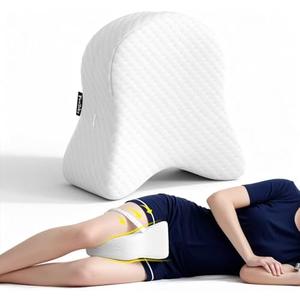 Forcanby Memory Foam Leg Pillow for Side Sleepers - Relax from Sciatica, Back, HIPS, Knees, and Joints - Removable and Washable Cover - Perfect for Pregnancy and Nursing (White-Extra Soft)