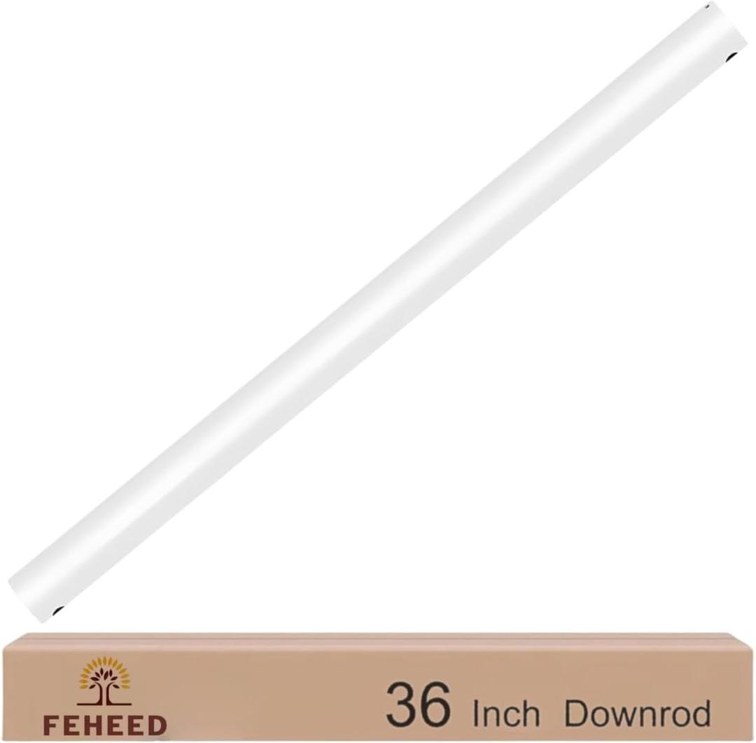 36 Inch Ceiling Fan Downrod, 1" Diameter White Ceiling Fan Extension Rod (No Threads),Universal Down Rods for Ceiling Fans,Easy Installation
